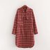 spring lapel breasted long plaid dress  NSAM39606