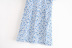 slim blue floral pearl buckle cheongsam dress NSAM39624