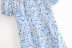 slim blue floral pearl buckle cheongsam dress NSAM39624