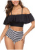 digital printing one-shoulder split high-waist swimsuit  NSHL39692
