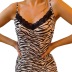 printed suspender lace V-neck zebra pattern dress NSAG39722