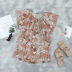 chiffon new style floral print v-neck tie short-sleeved shirt  NSSI39728