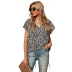 chiffon new style floral print v-neck tie short-sleeved shirt  NSSI39728