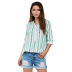 v-neck striped hedging ethnic style shirt  NSSI39731