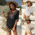 vestido de playa suelto con costuras bordadas en color étnico NSOY39735