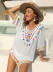 vestido de playa suelto con costuras bordadas en color étnico NSOY39735