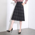 mid-length elastic waist plaid pleated skirt NSYZ39750