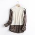 fake two piece half high neck knit plaid stitching shirt  NSAM39831