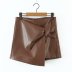 knot design asymmetric imitation leather shorts NSAM39871