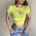 fashion chest opening short-sleeved T-shirt  NSAC39885