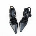 knotted soft leather hollow retro high heels NSCA39899
