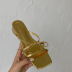 square toe thin ribbon bow thick heel slippers  NSCA39902