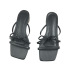 square toe thin ribbon bow thick heel slippers  NSCA39902