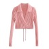 lapel cross tie-up sexy long-sleeved knitted cardigan NSHS39914