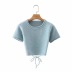 Sexy Tie Rope Short Sleeve Knitted T-shirt NSHS39915