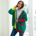 loose color contrast pocket knitted cardigan NSSA39964