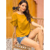 Pure Color Casual Loose Round Neck Ruffle Sleeve T-shirt NSSA39973