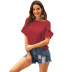 Pure Color Casual Loose Round Neck Ruffle Sleeve T-shirt NSSA39973