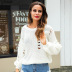 casual pearl hollow perspective knit sweater NSSA39984