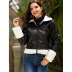 fashion black warm lapel long-sleeved slim jacket  NSSA39985