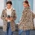 warm lapel leopard print mid-length woolen coat NSSA39987