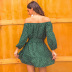 one-shoulder print polka dot lantern sleeve high waist short skirt NSSA40006
