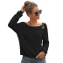 off-the-shoulder round neck lace-up sweater NSSA40009