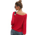 off-the-shoulder round neck lace-up sweater NSSA40009