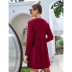 casual loose solid color round neck single-breasted dress NSSA40039