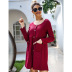 casual loose solid color round neck single-breasted dress NSSA40039