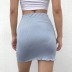 slim ribbed drawstring pleated skirt  NSLQ40145