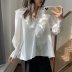 loose ruffled long-sleeved cotton blouse  NSAM40186