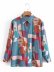 Retro Hit Color Long-Sleeved Floral Shirt NSAM40192