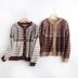 round neck jacquard knitted cardigan   NSAM40227