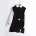 cuff shirt waist belt split knitted vest two-piece NSAM40245