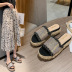spring and summer new product slope heel platform rhinestone tassel slipper NSHU40433