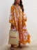 V-Neck Long-Sleeved Printed Dress NSYF46986
