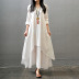 Loose Cotton & Linen Fake 2 Piece Long Dress NSYF47097