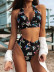 Bikini con estampado floral y ribete de volantes NSDA47133