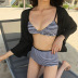 Retro plaid printed bikini swimsuit set NSHL47143