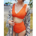Solid color high waist bikini swimsuit set NSHL47144