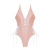 traje de baño de playa de una pieza con lazo cruzado rosa NSHL47146
