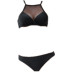 Black splicing mesh bikini swimsuit set NSHL47151