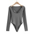 tight-fitting solid color long-sleeved one-piece bodysuit NSHS47165