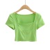 U-neck tight-fitting slim solid color T-shirt NSHS47172