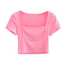 U-neck tight-fitting slim solid color T-shirt NSHS47172