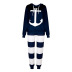 Anchor printed  hood sweater & striped print pants NSKX47344