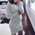 Pure Color Long Sleeve Maternity Dress  NSKX47348