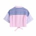 stitching striped poplin short-sleeve shirt  NSAM48694