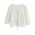 White hollow tie front knit cardigan NSAM48699